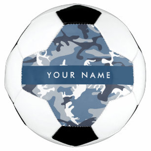 Winter Snow Blue Camouflage Your name Personalise Soccer Ball
