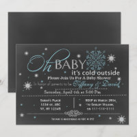 Winter Snow blue Couple's Baby shower Invitation