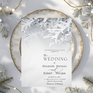 Winter Snow Branches Wedding   Invitation
