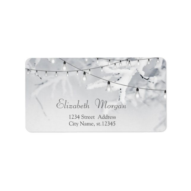 Winter Snow Branches Wedding Label (Front)