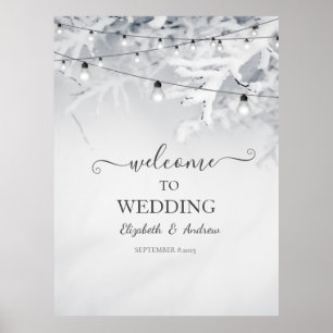 Winter Snow Branches Wedding Poster