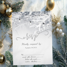 Winter Snow Branches Wedding RSVP  