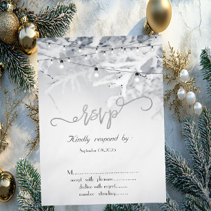Winter Snow Branches Wedding RSVP Invitation