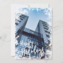 Winter Snow Building Photo Corporate Holiday Card