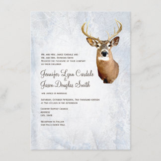 Winter Snow Camo Hunting Deer Wedding Invitations