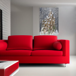Winter, snow, castle AI Art Poster