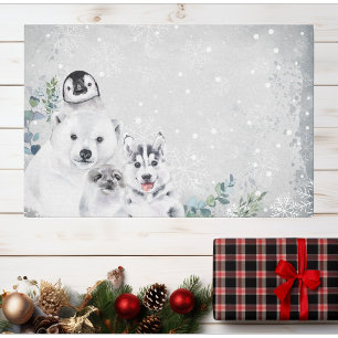 Winter Snow Christmas Arctic Baby Animal Tissue Paper