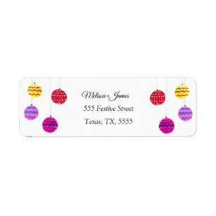 Winter Snow Christmas Bauble Festive Wedding Label Return Address Label