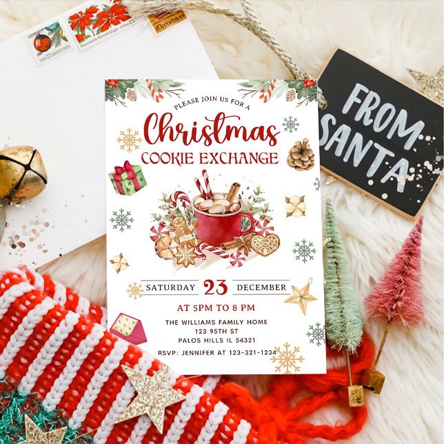 Winter Snow Christmas Cookie Exchange Party Invitation (Creator Uploaded)
