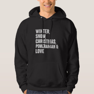 Winter Snow Christmas Pomeranian And Love Fitted Hoodie