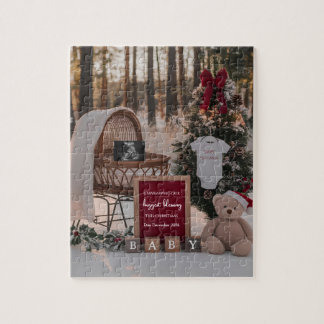 Winter Snow Christmas pregnancy announcement  Jigsaw Puzzle