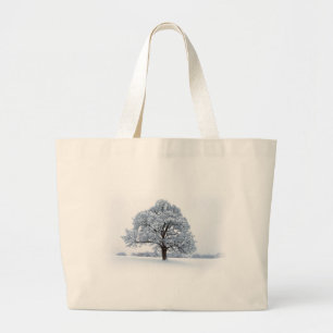 Winter Snow / Christmas Tree Large Tote Bag