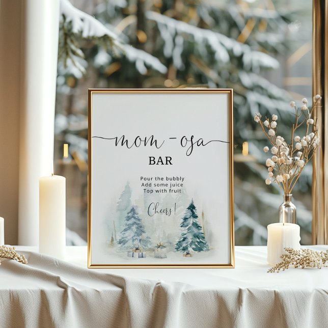 Winter snow Christmas tree mom-osa bar Poster (Creator Uploaded)