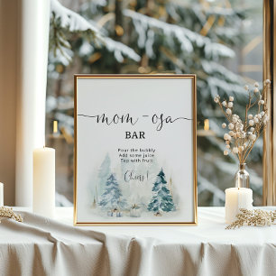 Winter snow Christmas tree mum-osa bar Poster