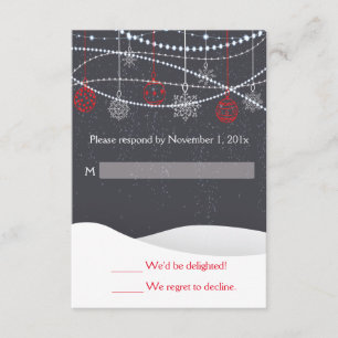 Winter Snow Christmas Wedding RSVP Card