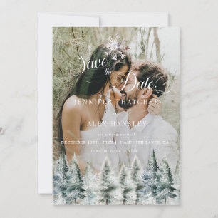 Winter Snow Christmas Wedding Save the Date Invita Invitation
