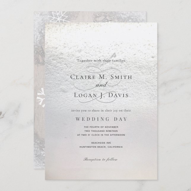 Winter Snow Classic Wedding Invitation (Front/Back)