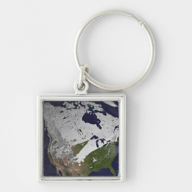 Winter Snow Cover in the Northern Hemisphere Key Ring (Front)