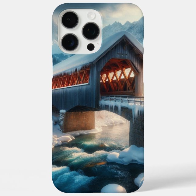 Winter, snow covered bridge & river Case-Mate iPhone case (Back)