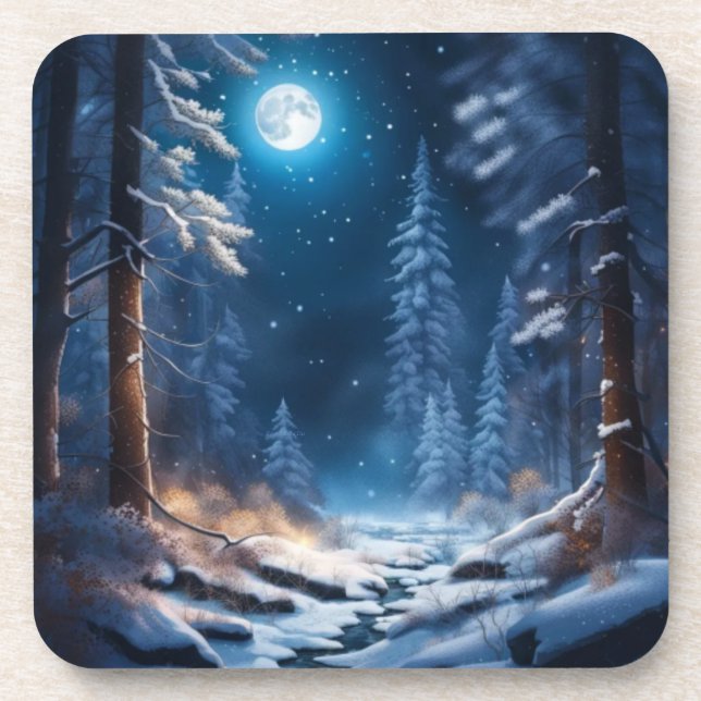 Winter Snow Design Coaster (Front)