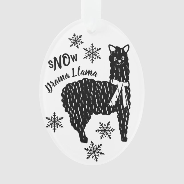 Winter Snow Drama Llama Ornament (Front)