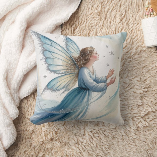 Winter Snow Fairy Watercolor Art  Cushion (Blanket)