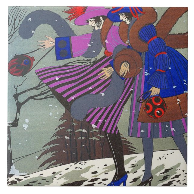 WINTER SNOW / FASHION COSTUME DESIGNER CERAMIC TILE (Front)