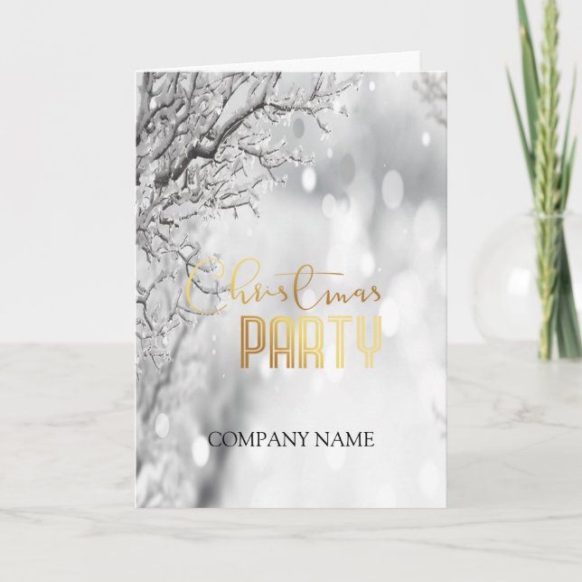 Winter snow festive atmosphere gold holiday card (Front)