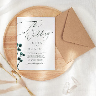 Winter Snow Floral Wedding Invitation