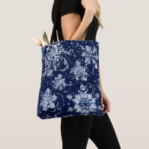 Winter Snow Flower Pattern Tote Bag