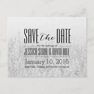 Winter Snow Forest Elegant Wedding Save the Date Announcement Postcard