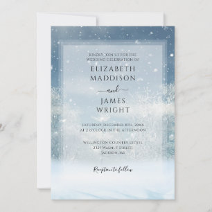 Winter Snow Forest QR Code Wedding Invitation