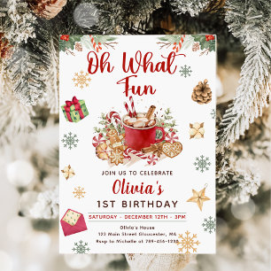 Winter Snow Gingerbread Christmas Cookie Birthday Invitation