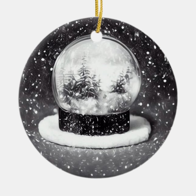 Winter Snow Globe Ceramic Ornament (Front)