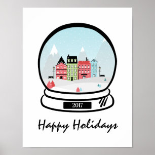 Winter Snow Globe Holiday Poster Sign