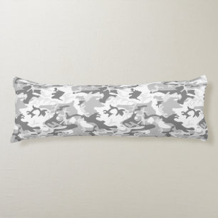 Winter Snow Grey Camouflage, Military, Army Body Cushion