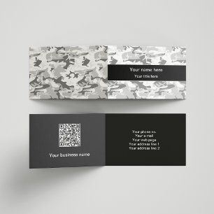 Winter Snow Grey Camouflage, Military, Army Business Card