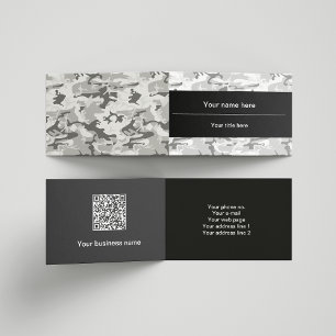 Winter Snow Grey Camouflage, Military, Army Business Card