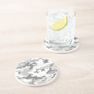 Winter Snow Grey Camouflage, Military, Army Coaster