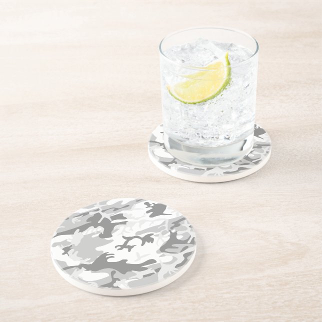 Winter Snow Grey Camouflage, Military, Army Coaster (Side)