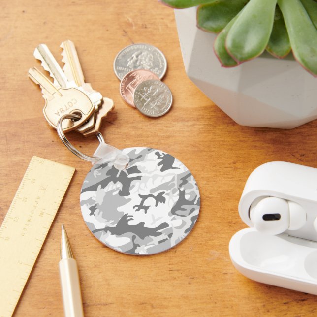 Winter Snow Grey Camouflage, Military, Army Key Ring (Desk)