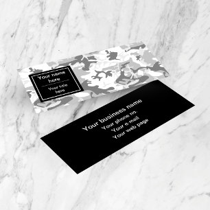 Winter Snow Grey Camouflage, Military, Army Mini Business Card