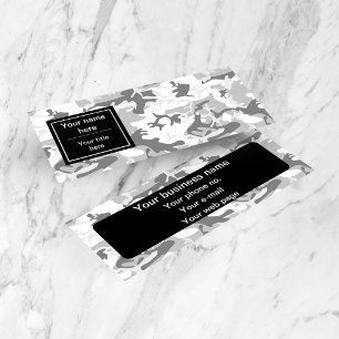 Winter Snow Grey Camouflage, Military, Army Mini Business Card