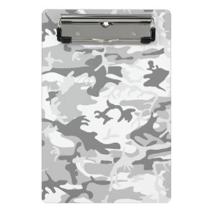 Winter Snow Grey Camouflage, Military, Army Mini Clipboard