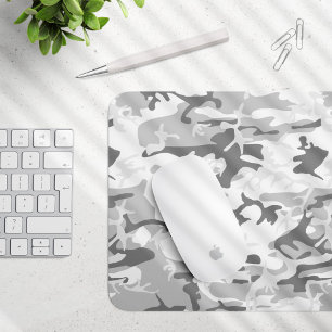 Winter Snow Grey Camouflage, Military, Army Mouse Pad