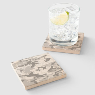 Winter Snow Grey Camouflage, Military, Army Stone Coaster