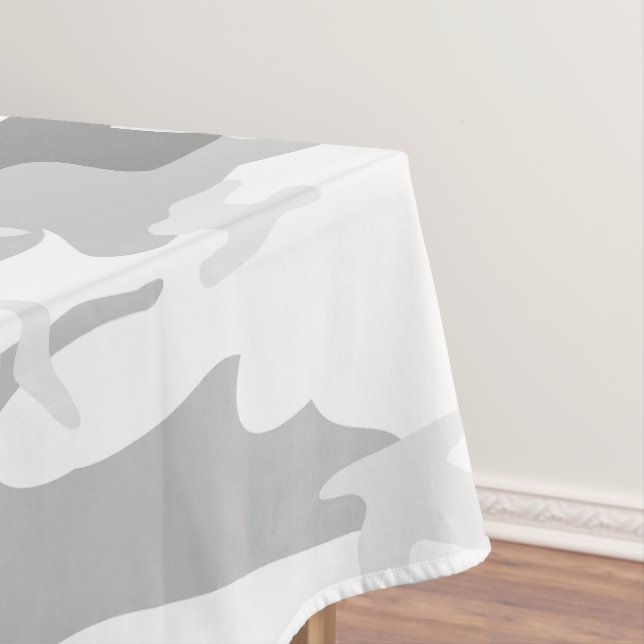 Winter Snow Grey Camouflage, Military, Army Tablecloth (In Situ)
