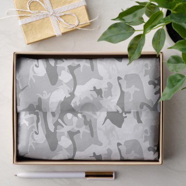 Winter Snow Grey Camouflage, Military, Army Tissue Paper (Gift)