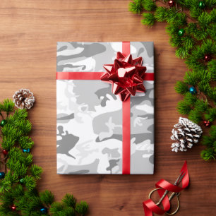 Winter Snow Grey Camouflage, Military, Army Wrapping Paper