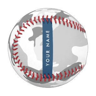 Winter Snow Grey Camouflage Your name Personalise Baseball